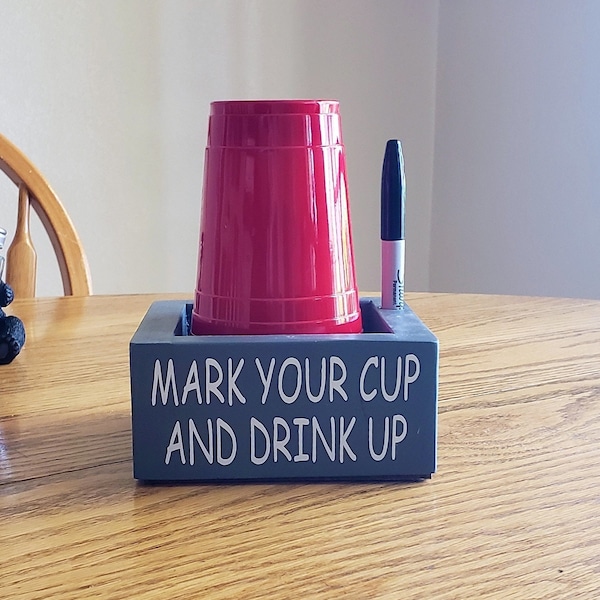 Solo Party cup Holder with Pen holder, Wood cup Holder, Cup Caddy