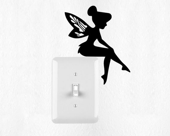 Disney Home Decor Tinkerbell Wall Decal Disney Wall Decal Tinkerbell Sitting On Lightswitch Tinkerbell With Coffee Tinkerbell Decal