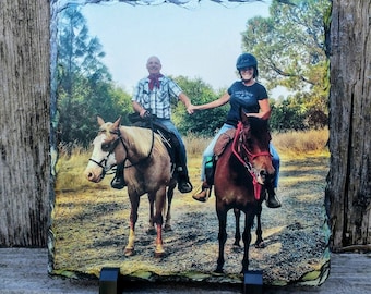 Photo on Rock Slate, Photo Gift for Dad, Gift for Him, Gift for Her, Wedding Gift, Custom Photo Slate Photo Rock Photo Gift  Plaque