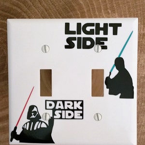 Star Wars Light Switch Cover, Switch Plate, Star Wars Gift, Light Side Dark Side, Star Wars Room Decor 2-Hole Plastic-White