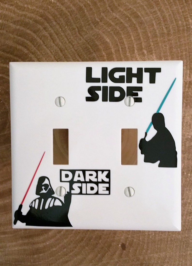 Star Wars Light Switch Cover, Switch Plate, Star Wars Gift, Light Side Dark Side, Star Wars Room Decor 2-Hole Plastic-White