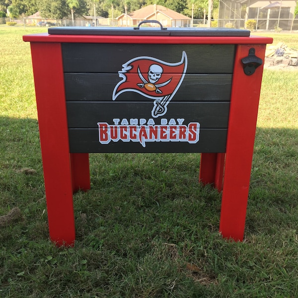 Tampa Bay Buccaneers wood cooler stand
