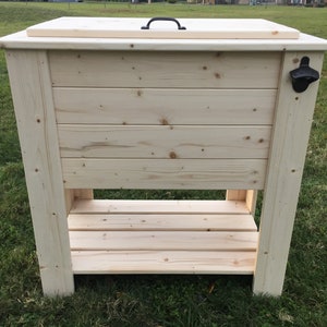 Unfinished Wood Cooler Stand with shelf