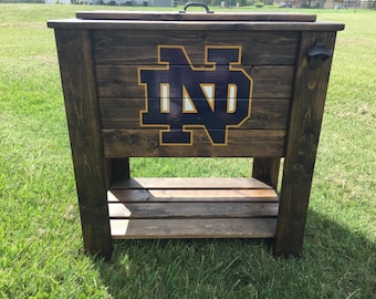 Stained wood cooler stand