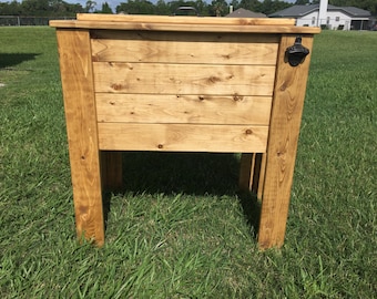 Golden Oak stained wood cooler
