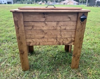 Stained wood cooler stand
