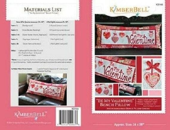 Kimberbell Kd166 Be My Valentine Bench Pillow Etsy