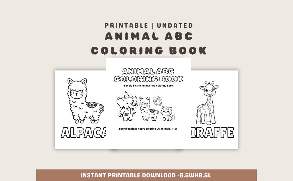 Animal ABC Coloring Book Digital Download: Pre-school Coloring Pages - Etsy