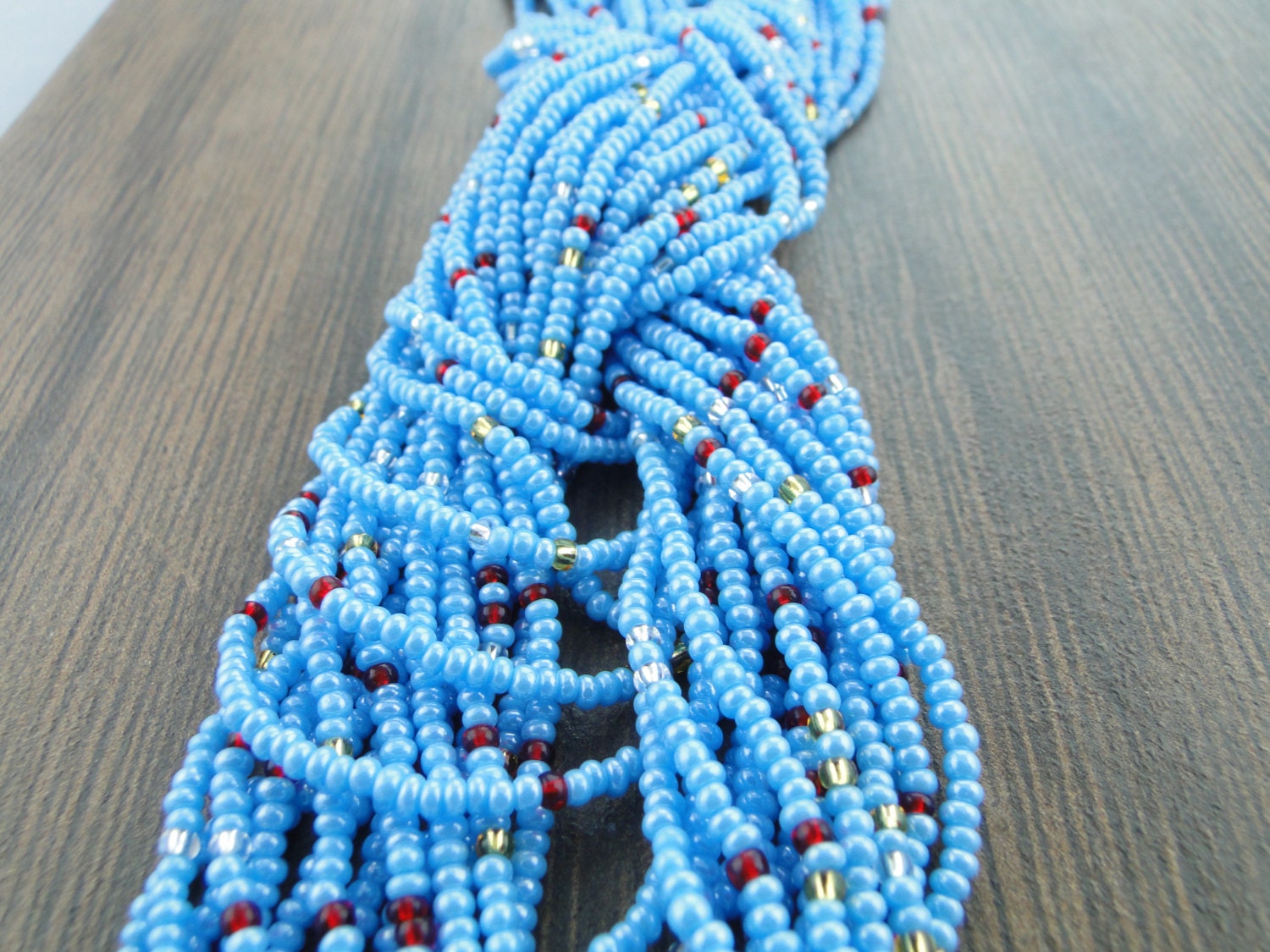 Blue Glass Bead Jewelry Beaded Necklace Long Beaded Boho Etsy