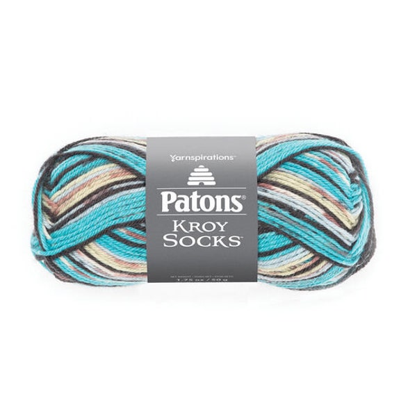 New Patons Kroy Socks Yarn 50g 100% Wool 1 Skein -  Turquoise Jacquard