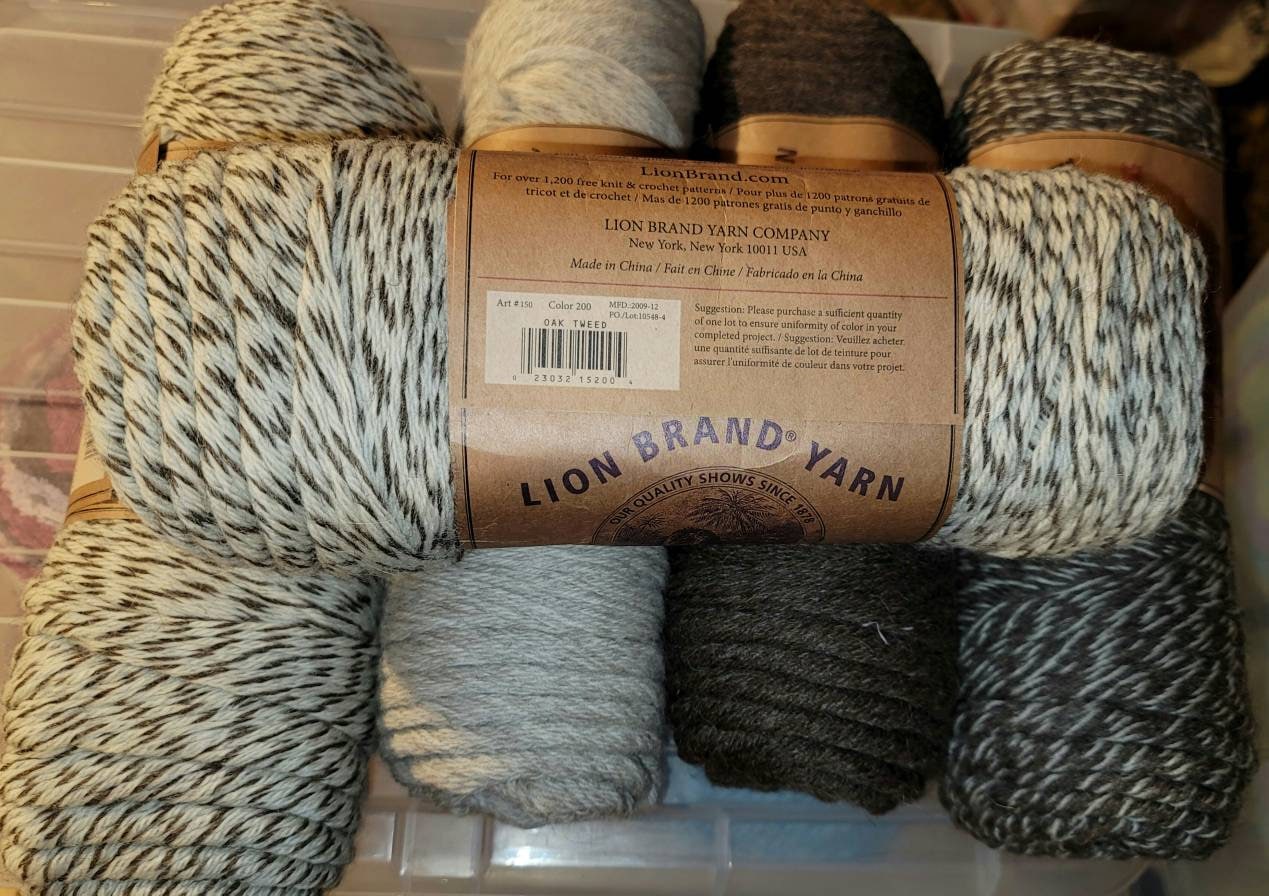 New Lion Brand Fisherman's Wool 150-200 Yarn 1 Skein 8oz OAK TWEED