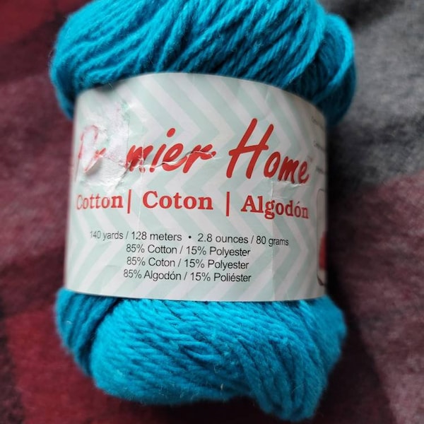 New Premier Home® Cotton ® Solids and Multis Yarn 1 Skein 2.8 oz 80grams Turquoise