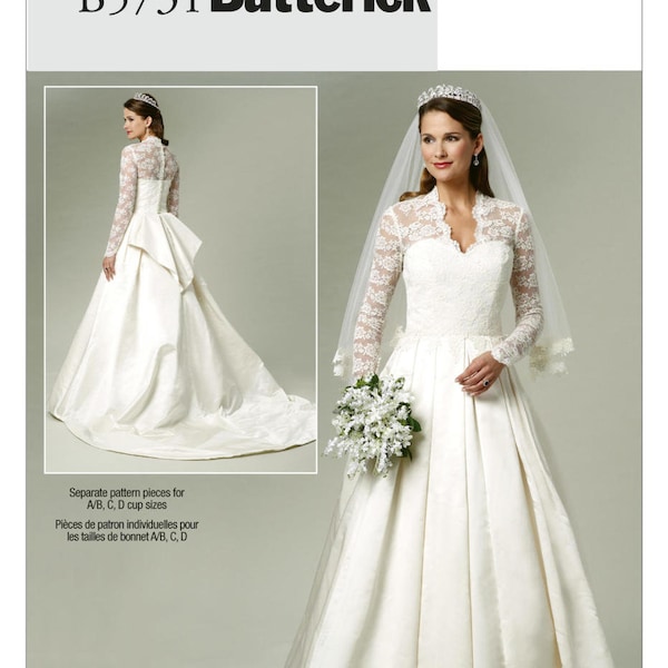 New Butterick B5731 Kate Middleton Wedding Dress Pattern UNCUT Formal Evening Bridal Gown sizes choose 6-20