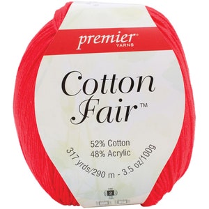 Nuevo Premier® Cotton Fair® Solids and Multis Yarn 1 Madeja 3.5 oz 100gramos Rojo
