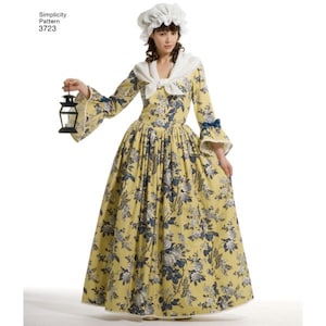 new colonial pioneer pilgrim renaissance gown dress pattern 3723 sizes 6-8-10-12 (HH), 14-16-18-20-22 (R5)
