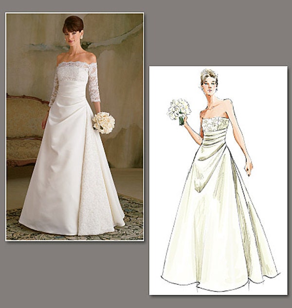 NEW UNCUT Vogue Pattern V2842 Misses' Wedding Briday Dress Gown Sizes 6 ...
