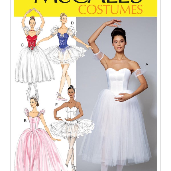 NEW McCalls Ballet Costumes Fitted Boned Bodice Skirt, Sleeve Variations pattern M7915 sizes 6-14, 14-22