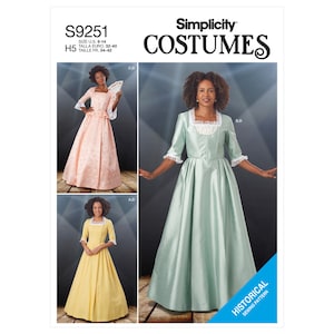 New Simplicity S9251  Historical American Dress Hamilton Dress Sewing Pattern sizes 6-14/14-22 uncut Angelica Costume Schuyler Sisters Gowns