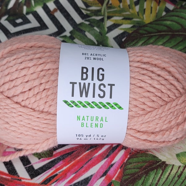 New Big Twist Natural wool blend 5OZ Yarn 1 skein Dusty Pink