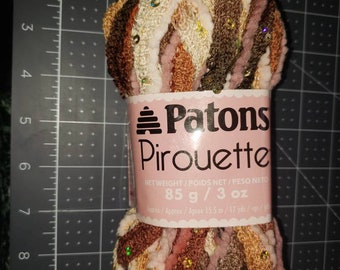 New  Patons Pirouette Sequin Yarn  1 Skein 85 grams Sienna Sparkle