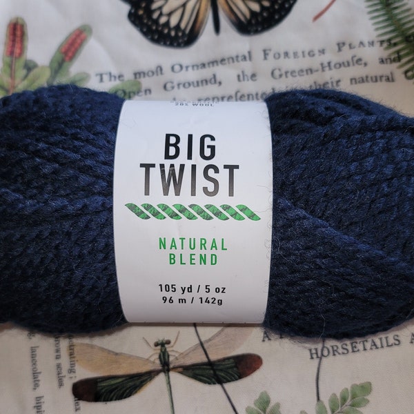 New Big Twist Natural wool blend 5OZ Yarn 1 skein Dusty Navy