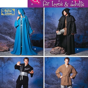New Renaissance Jedi Cape Cloak Costumes Men Woman pattern 5840 XSM-SM-M-L
