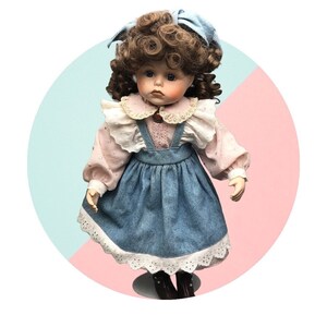 Rare 1998 The Boyds Bears Collection Porcelain Doll &quot;Laura&quot; Pouting Face with Teardrop Limited Edition #2519/12000 - First Day of School