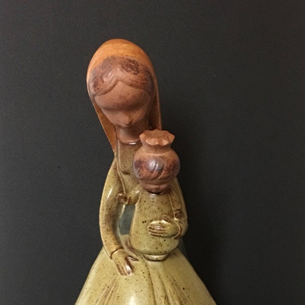 UCTCI Stoneware Japan Madonna Mary and Child Jesus Figurine Art Pottery Sculpture Danish Modern Style *