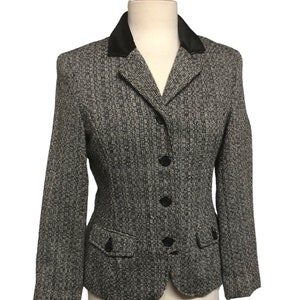 Isaac Mizrahi for Target Women&#39;s Tweed Gray Velvet Collar Blazer Career Jacket Size 8