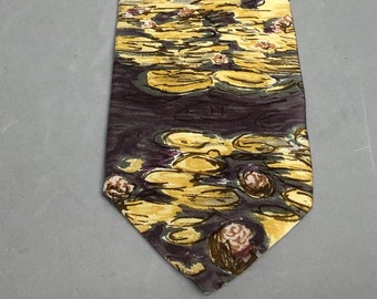 Valentino Cravatte 100% Silk Tie Handmade Italy Brown Gold Impressionist Luxury Necktie #4497