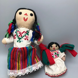 Set von 2 mexikanischen Folk Art Tuch Maria Doll - handgefertigt Rag Dolls.