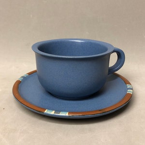 Dansk Mesa Sky Blue Stoneware Teacups & Saucer Dansk Designs Teacups Coffee Mugs Danish Style made in Portugal