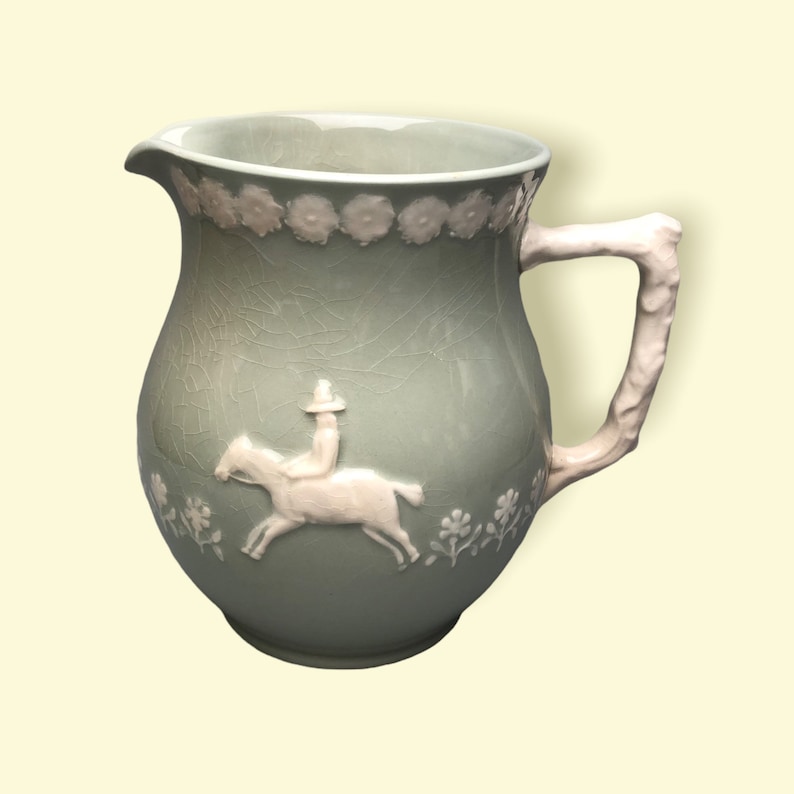 60s Spode England Fortuna Sage Green 7 Pitcher Jug Etsy