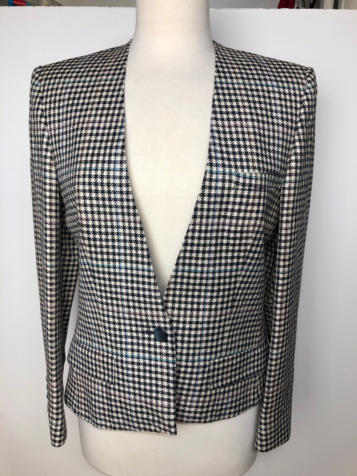 Barrie Pace Women Skirt Suit Black White Plaid Houndstooth | Etsy