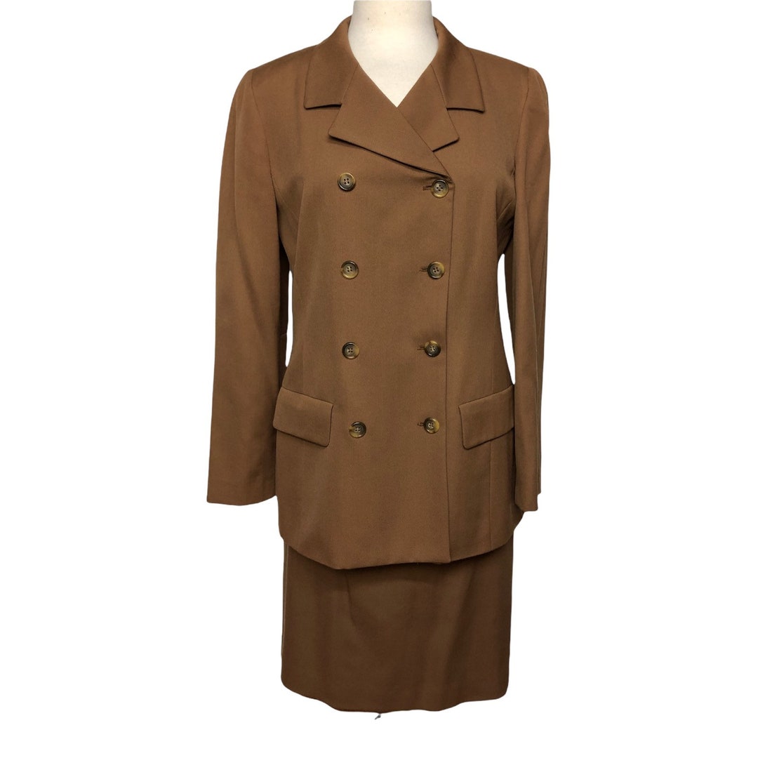 Vintage Clifford & Wills 100 Wool 2 Piece Beige Fully Lined Double