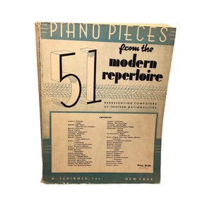 Vintage 1940 Sheet Music, &quot;51 Piano Pieces from the Modern Repertoire&quot;, 271pp