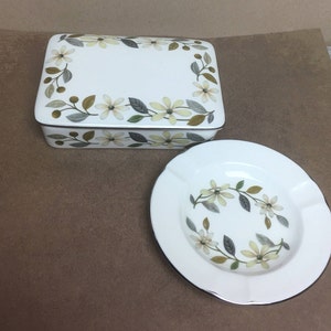 Wedgwood Beaconsfield Cigarette Trinket Dish With Lid and Ashtray Set -  English Fine Bone China*