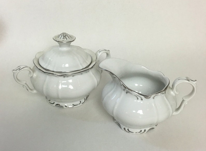 Fine Bohemian China Sugar Bowl and Creamer Set White with Etsy