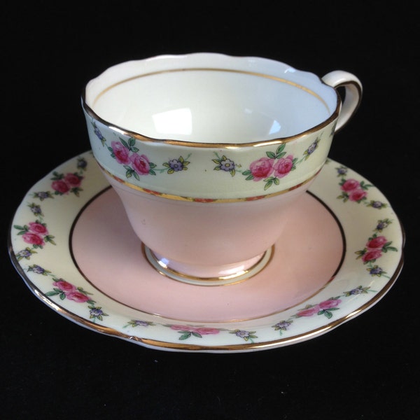 Light Pink Vintage Bone China Tea Cup Set by Aynsley signed B