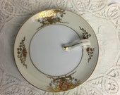 Noritake Red Mark Nippon Porcelain Handle Plate Tray Gold Moriage Cream