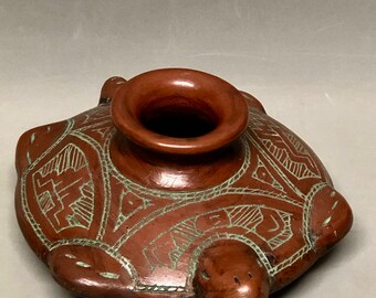 Red Clay Navajo Turtle Pot Folk Art Terra Cotta Bud Vases