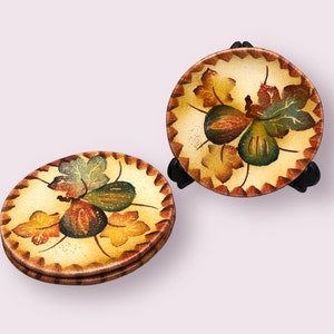 Williams-Sonoma FIG 6,5&quot; Appetizer Plate Set van 4 Harvest Fruit Leaves Fall Thanksgiving - Made in Italy