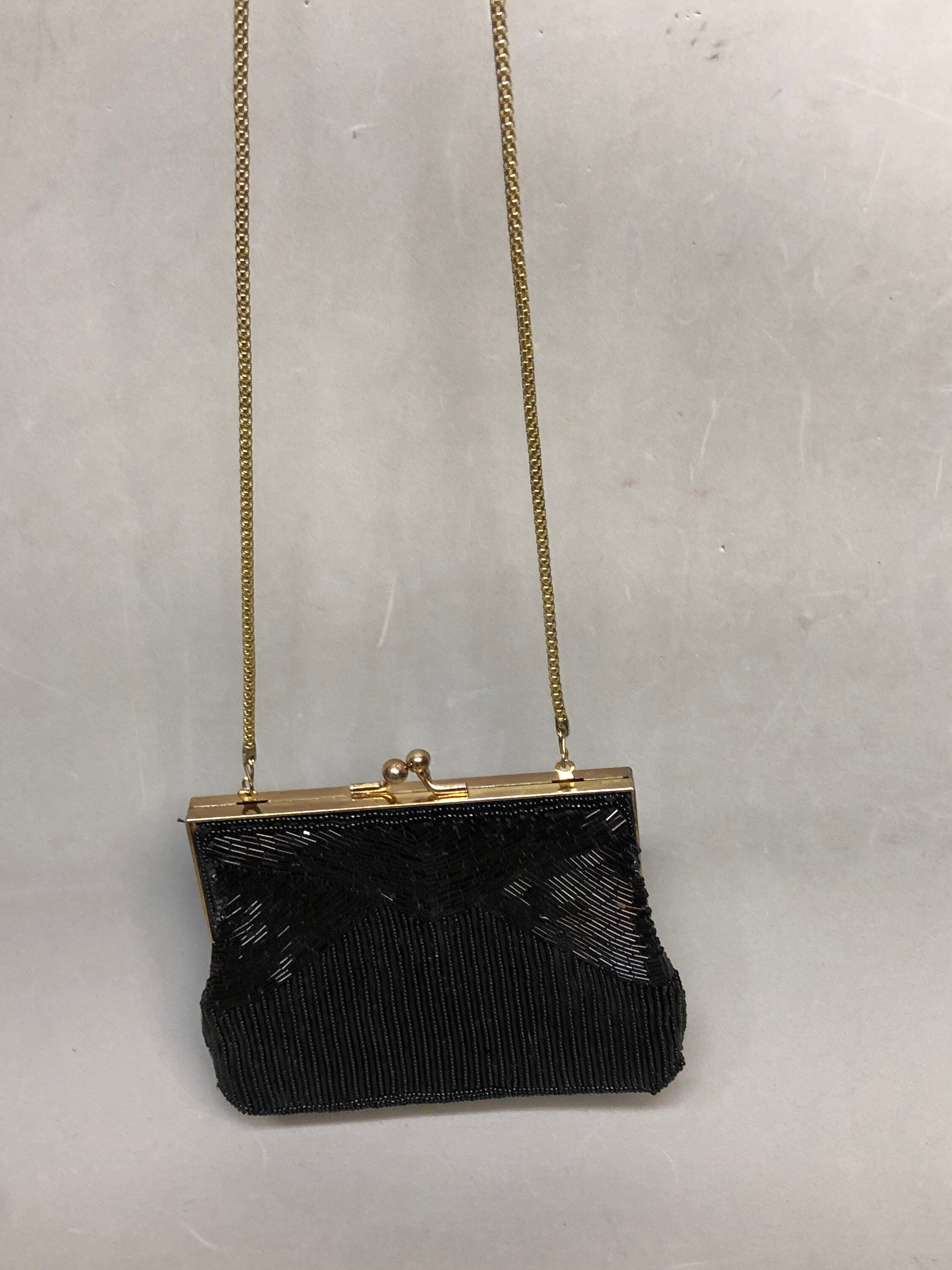 Magid Black Glass Art Deco Style Hand Beaded Evening Bag Purse | Etsy
