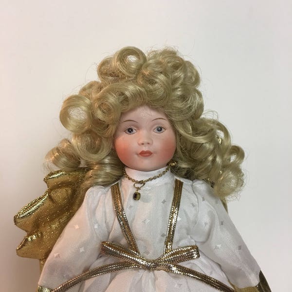 FREE SHIPPING - Goebel Betty Jane Carter 9” Angel Porcelain Doll January Birthstone By Bette Ball with Stand & COA