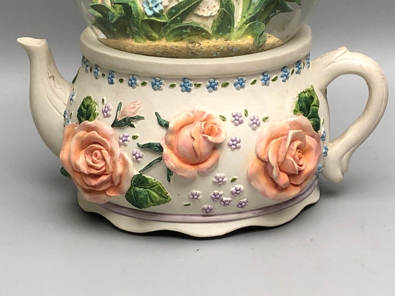 1995 San Francisco Music Box Teapot Globe Two Mice Lady Etsy