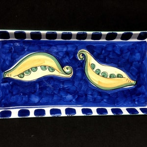 Mikasa Emerald Harvest Stoneware Serving Dish Hand Painted Peas Portugal Platter Rare