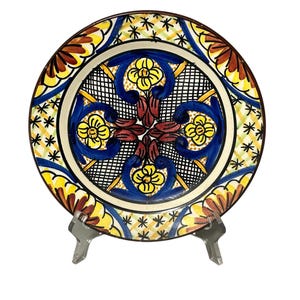 Vintage 9&quot; Majolica Decorative Hand Painted Wall Plate Spain