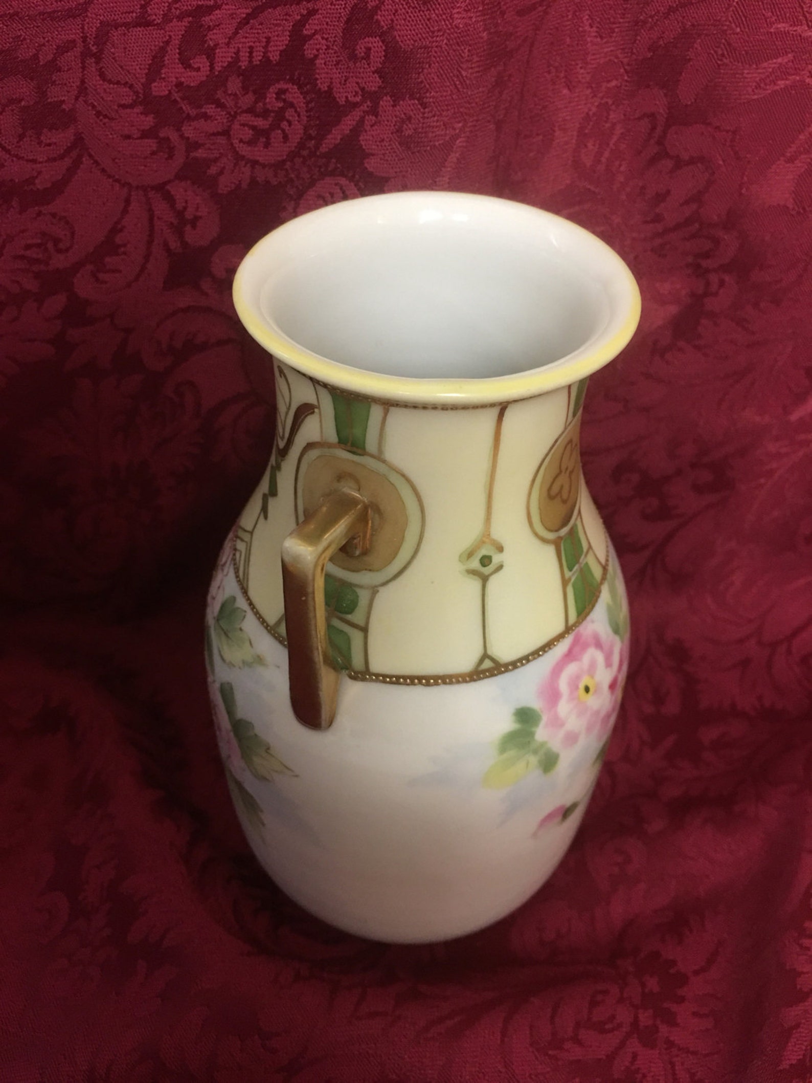 FREE SHIPPING Antique Nippon Two Handle Vase Gold Trim Etsy