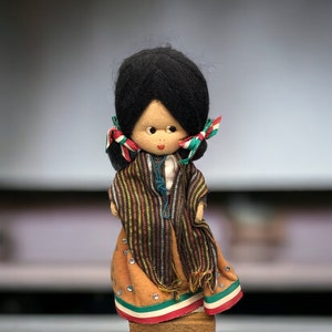 Mexican Folk Art Maria Doll - Handcrafted 10&quot; Dolls on a Wooden Base.