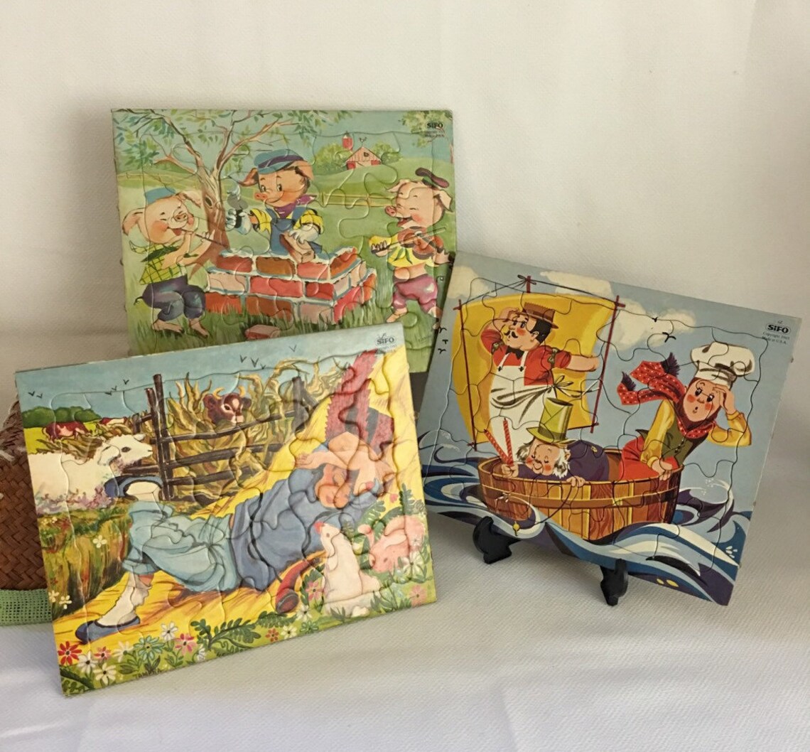Lot of 3 Vintage Sifo Puzzle Nursery Rhyme Puzzle Children Etsy